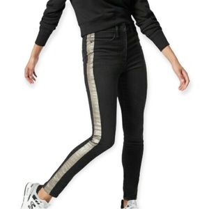 Athleta Sculptek Metallic Stripe Jean Carbon Wash Ultra High Rise Size 8